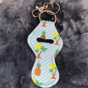 New palm pineapple chapstick holder keychain